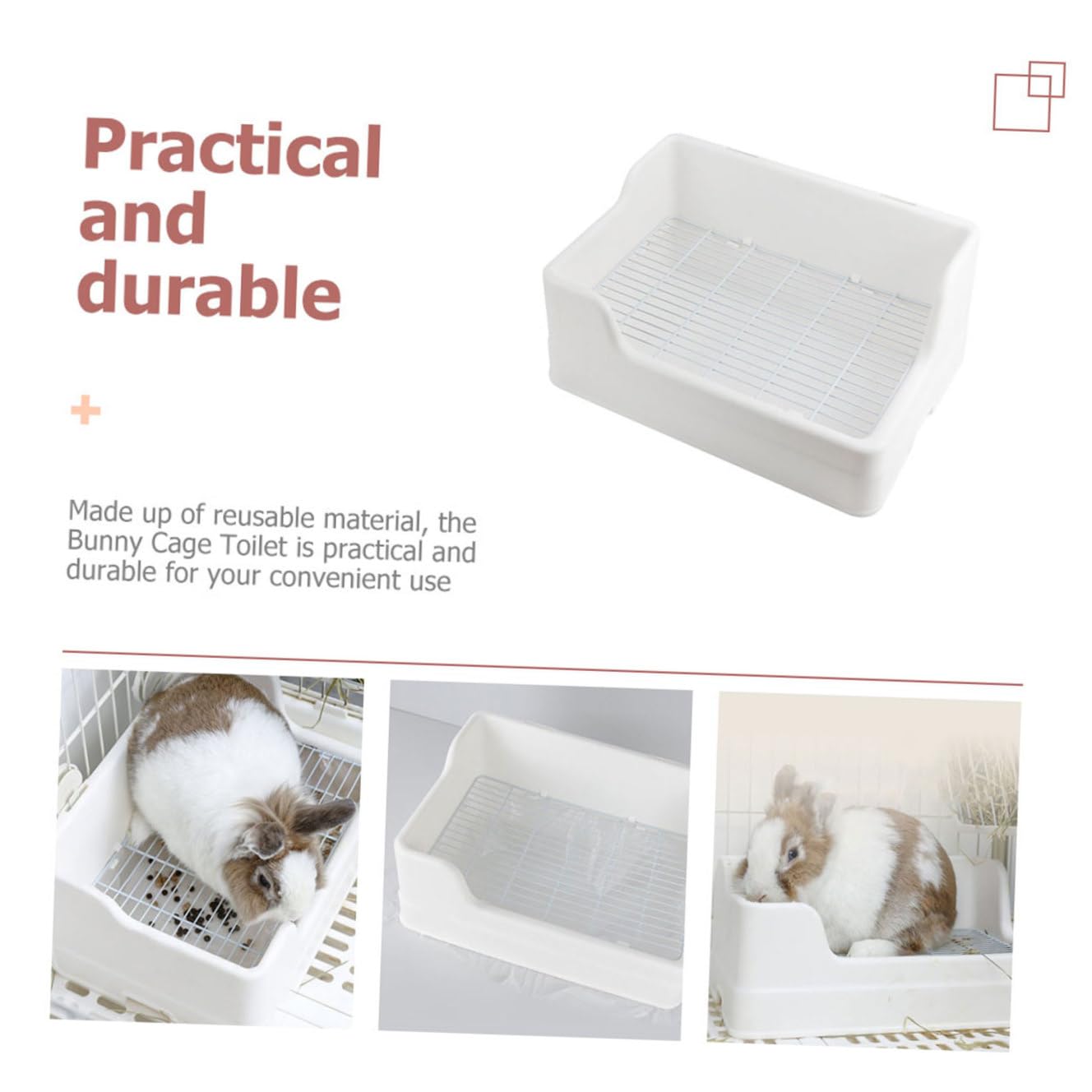 Ciieeo Lettiera per Coniglio in Plastica Bianca, Grande Dimensione, Facile da Pulire con Ingresso Ridotto, Design Separato in Due Parti, per Animali Domestici e Criceti