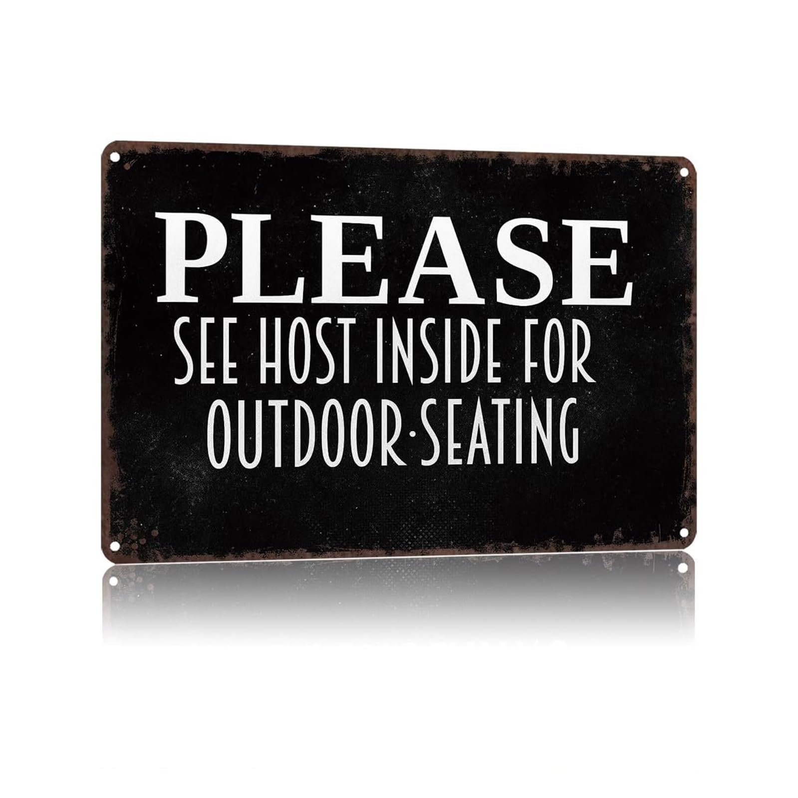 Kcdfdvjfbm One Color Rustic Business Metal Sign See Host For Patio Seating Message Tin Wall Plaque For Restaurant Entryway Door 8 X 12 Inch