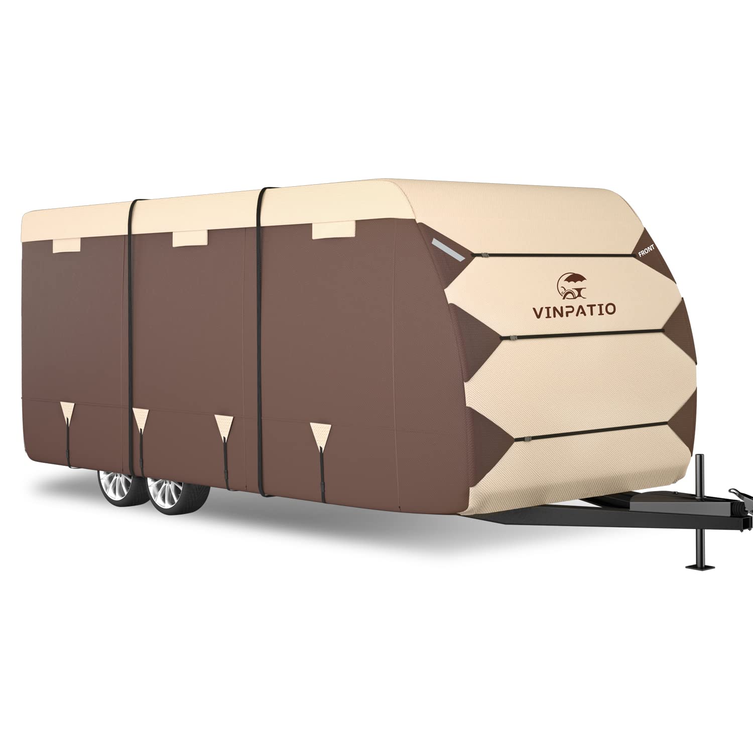 Photo 1 of VINPATIO Travel Trailer RV Cover | 2022 New Two-Tone Design RV Cover, Fits 20'-22' RV Heavy Duty Ripstop Anti-UV Windproof Camper Cover, with Tongue Jack Cover, Gutter Cover, Extra Windproof Ropes Polyester Fits 20-22FT