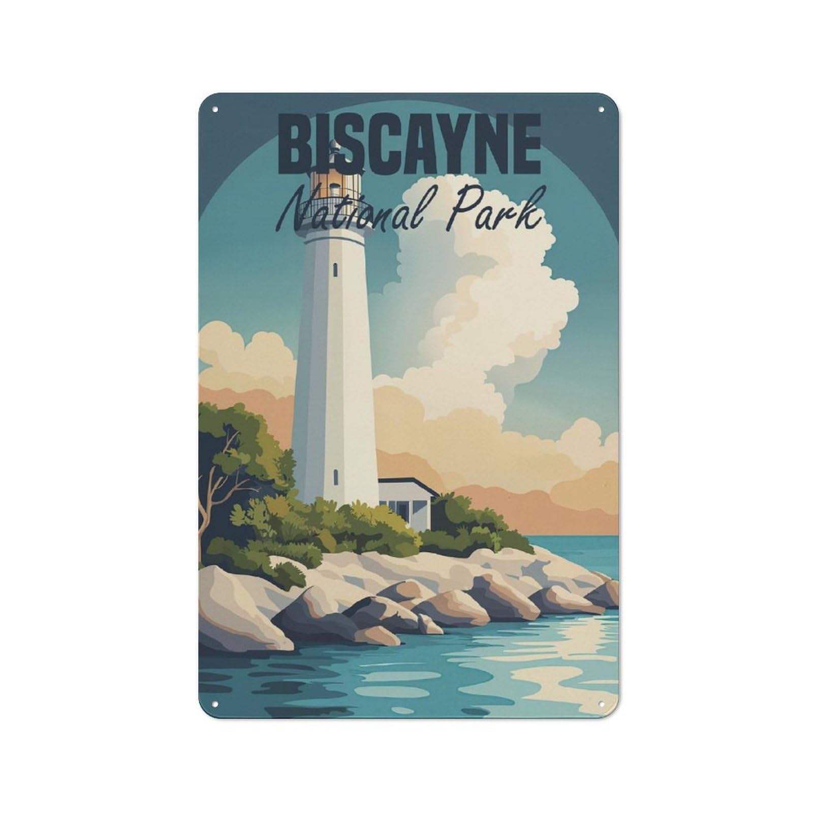 Junmoney Biscayne National Park Vintage Metal Sign 30X20cm For Dining Room Or Kitchen, Suited To Home Decor Collectors