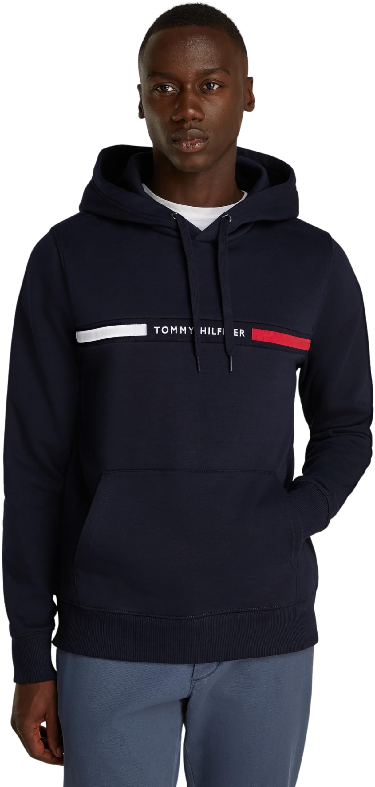 Tommy Hilfiger Herren Hoodie Chest Insert mit Bauchtasche, Blau (Desert Sky), 3XL