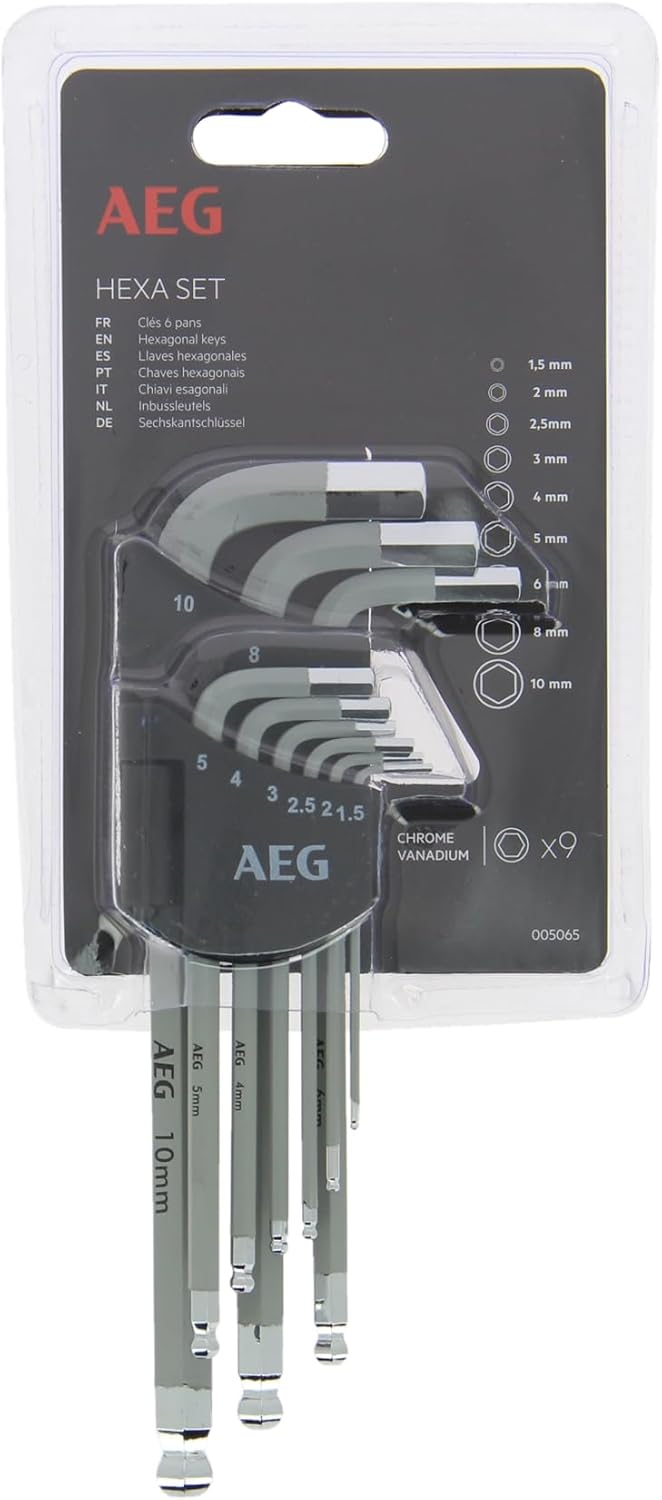 AEG 005065 9-Piece Hex Allen Key Set in Holder