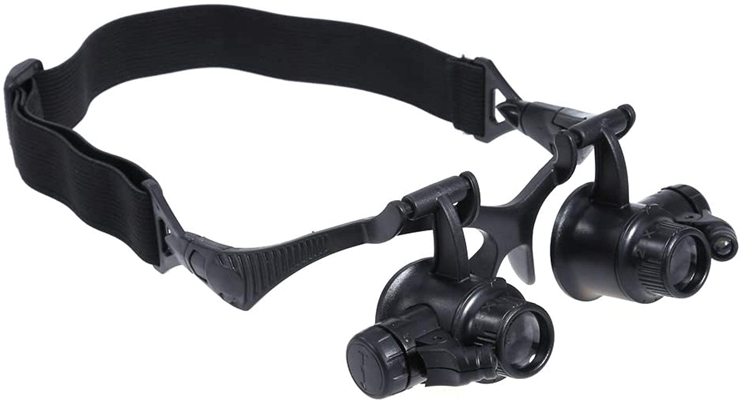 Kopfbandlupe, Handlupe, Kopfmontierte Lupe, 10x, 15x, 20x, 25x Uhrmacherlupe mit 2 LED-Leuchten, linken und rechten Doppelaugenklappen, Halterung und Kopfbandlupe