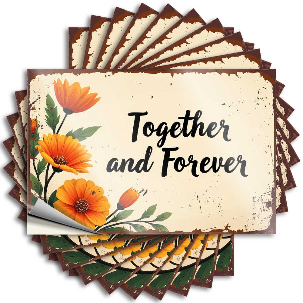Decal Beer Decor Durable Vinyl - Floral Elegance: Together and Forever Sign Window for Stone Use(6X9CM)