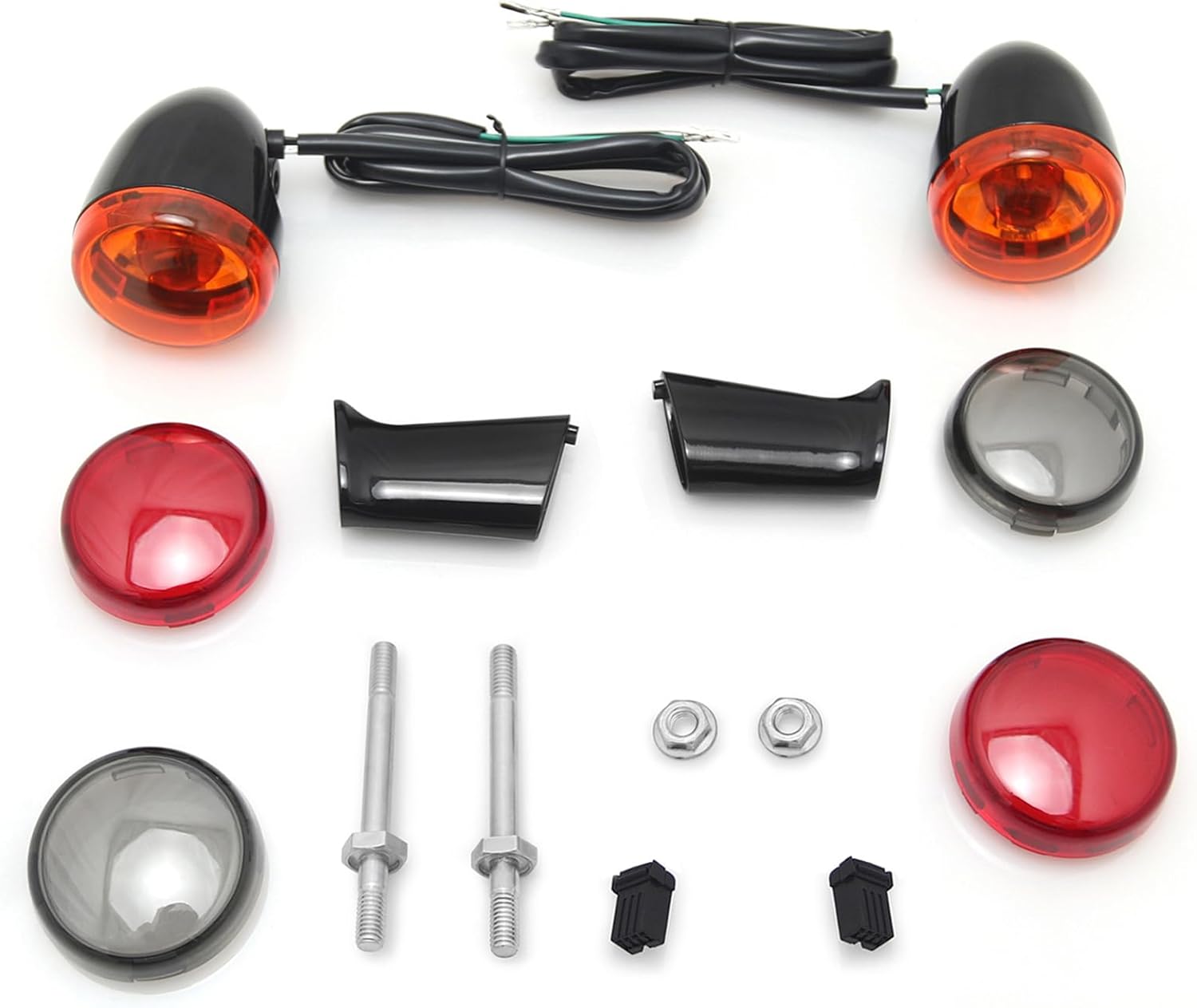 Bullet Turn Signal Rear bulb Indicator Lamps Brake running Lights For Harley Sportster XL883 XL1200 1992-up rear lighting (Chromed)