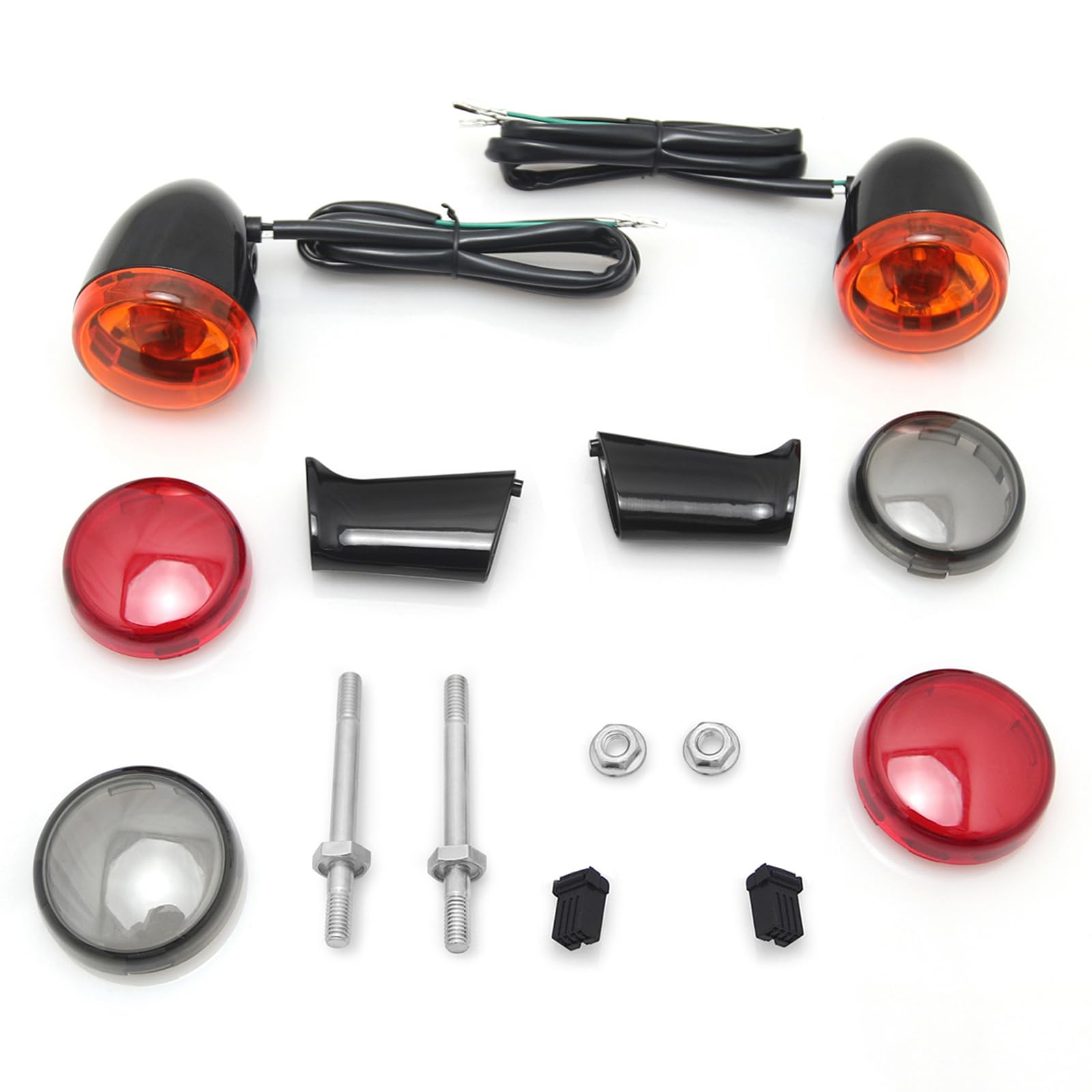 Bullet Turn Signals Lights w/Bracket For Harley Sportster XL 883 1200 1992-2023 Motorcycle rear Brake running lamps