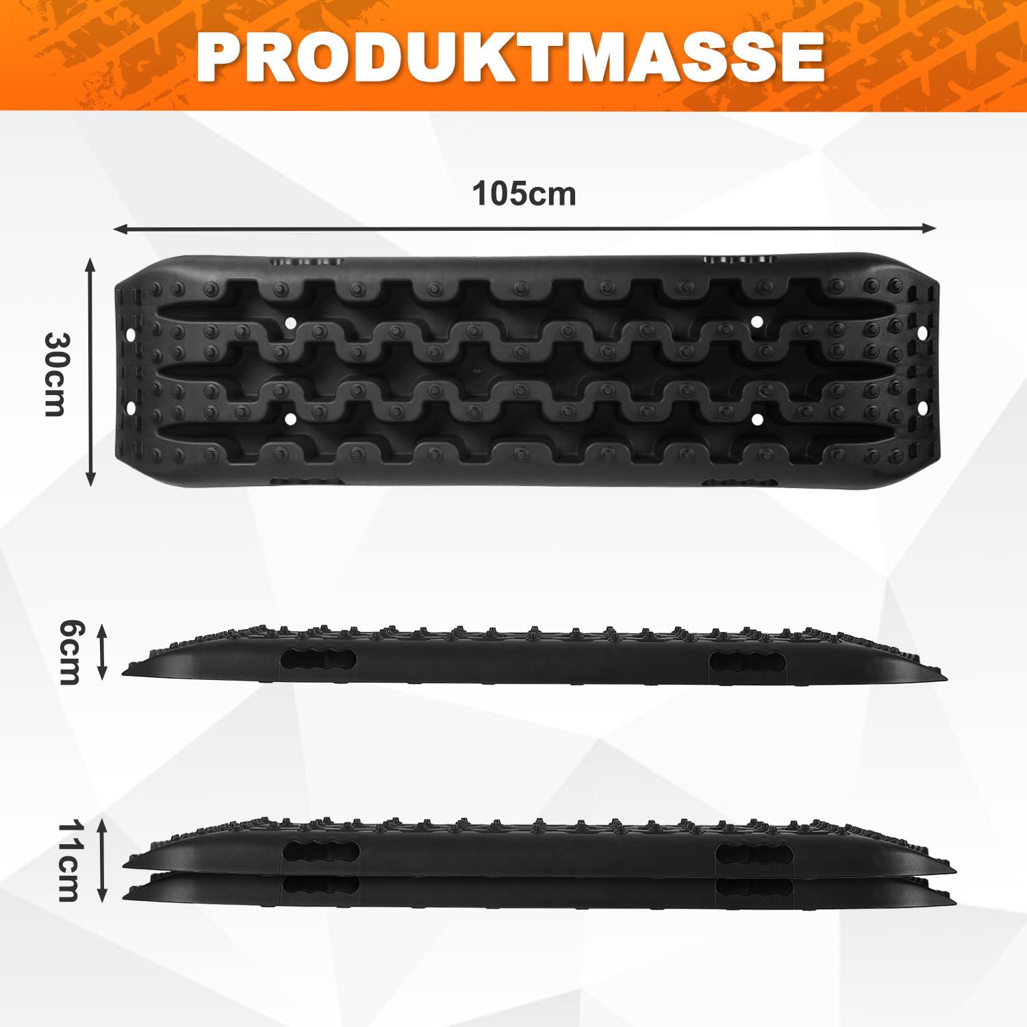 2 piezas de placas de arena, 106 * 31 cm, placas de arena para autocaravana, capacidad de carga de 10T, tablero de recuperación de nylon de alta resistencia con bolsa de almacenamiento y
