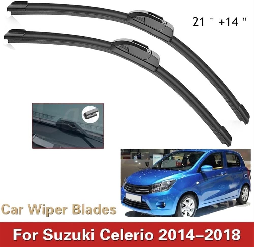 Car Wiper Blade Blades Compatible with Suzuki Celerio 2014-2018 21"+14" Windshield Windscreen Clean Rubber Silicon Cars Wipers Accessories