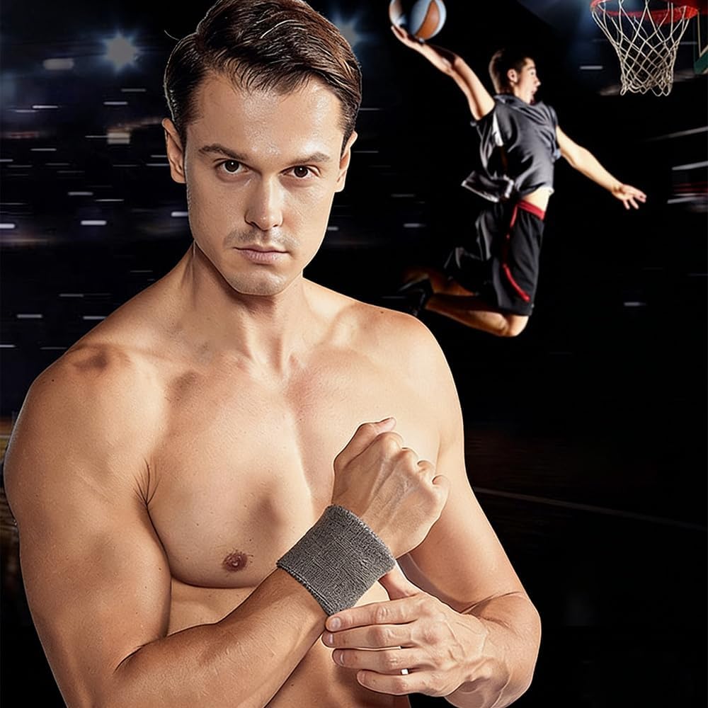 Sports Wrist Sweatbands for Men Women, Absorbent Wrist Bands for Basketball Tennis Running, Breathable Wrist Wraps