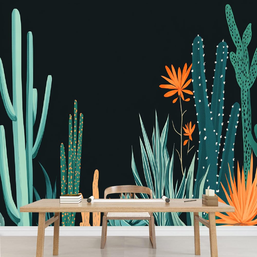 Mural de pared para dormitorio Cactus Vinilos de pared autoadhesivos grandes Plantas Tropicales Póster para sala de estar habitación infantil fondo de TV 200x140cm