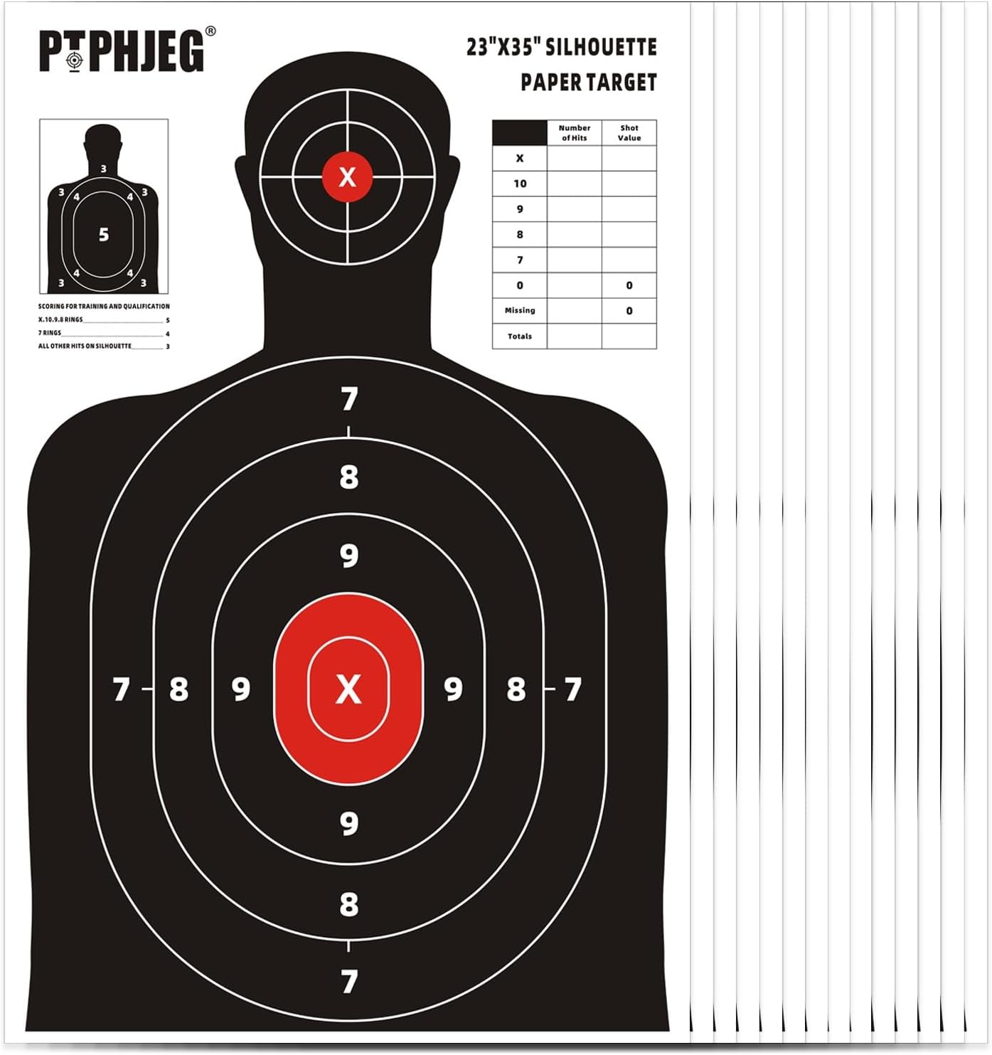 PSOONON Shooting Range Targets - 23X35 Inches Silhouette Paper Targets for Shooting Range, Suitable for Handguns, Rifles, Airguns, BB Guns-10/25Pack