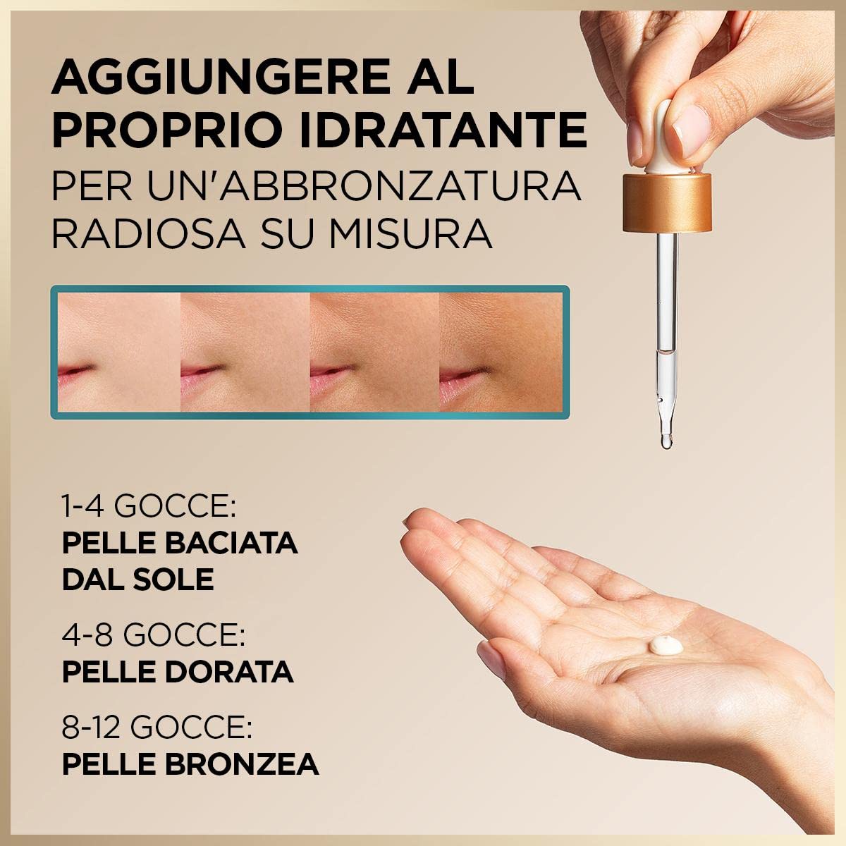 Garnier Gocce Viso Autoabbronzanti Natural Bronzer, Per un'Abbronzatura Naturale e Luminosa, A Rapido Assorbimento, Azione Idratante, Con Acido Ialuronico e Acqua di Cocco, Ambre Solaire, 30 ml