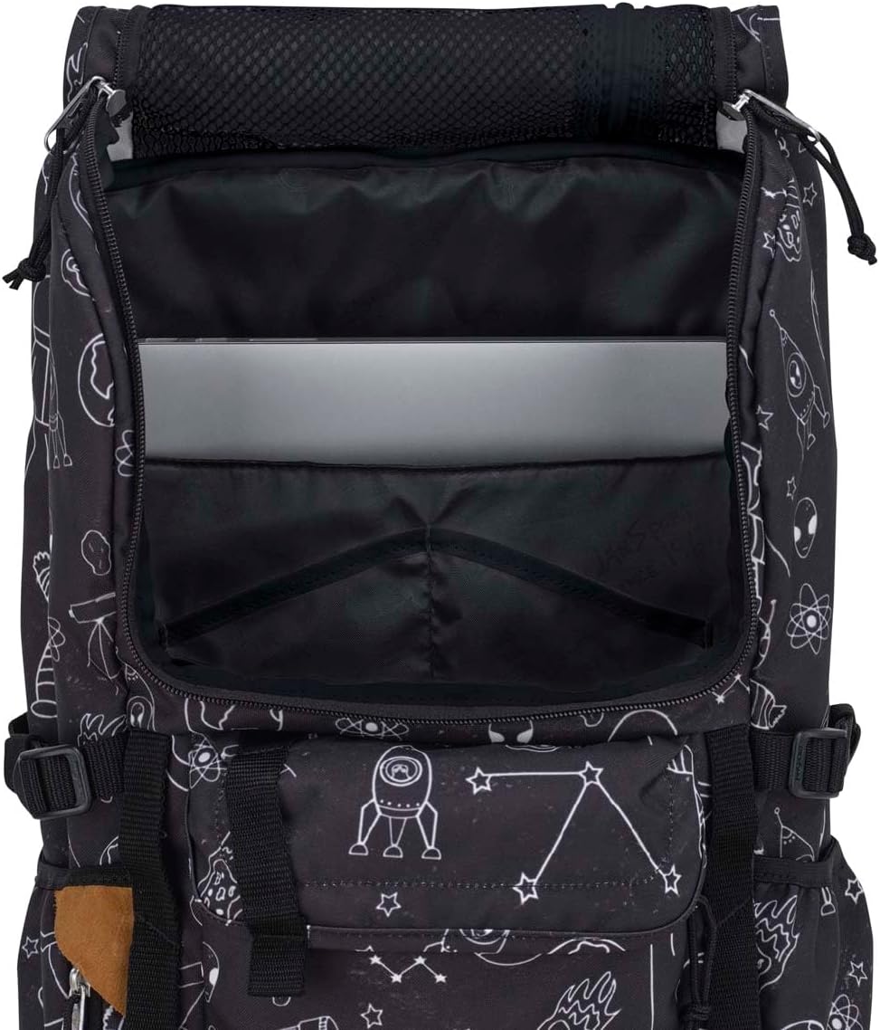 JanSport Hatchet Backpack – 15-inch Padded Laptop Compartment, Dual Water Bottle Pockets, Side Compression Straps, Cosmic City