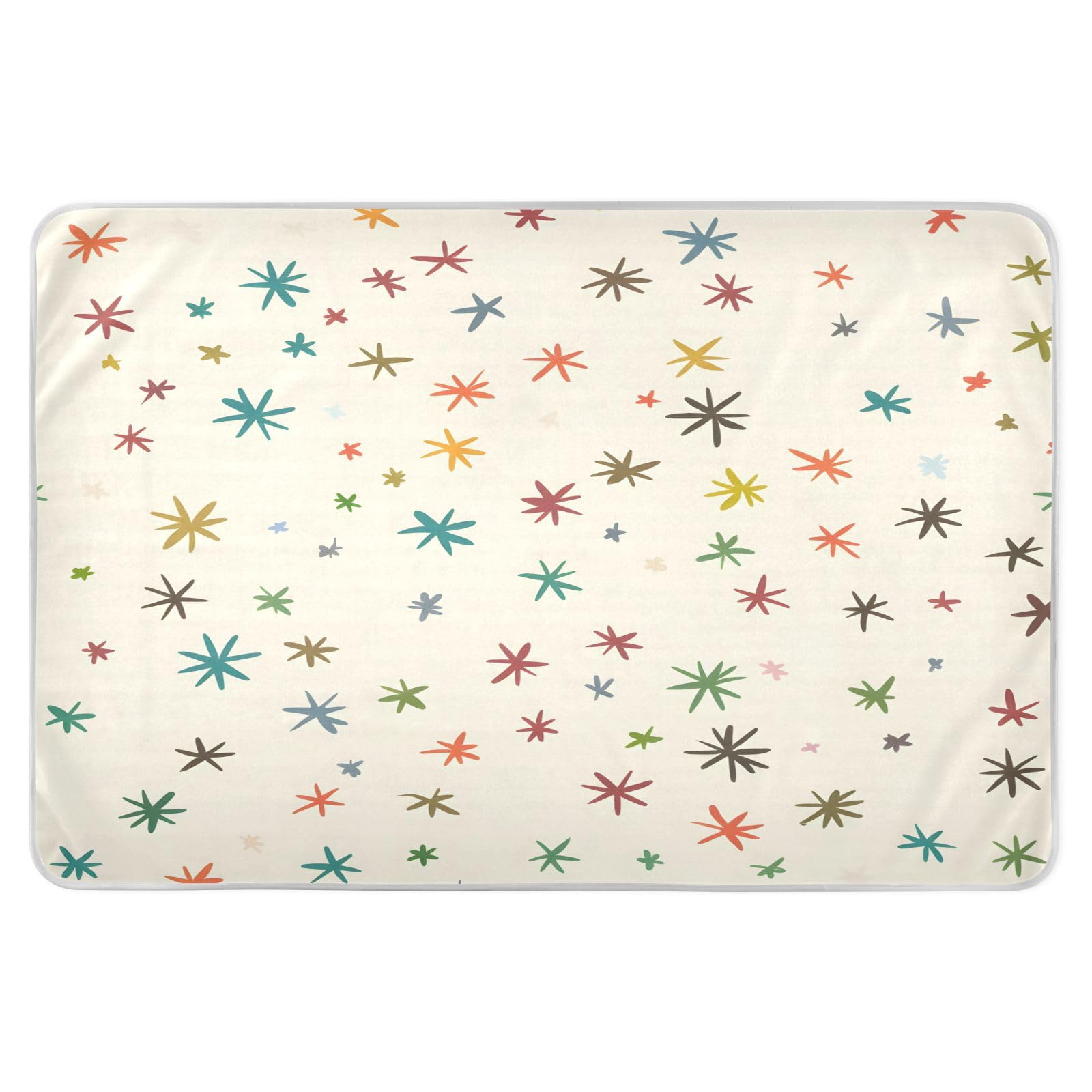BOESI Doodle Colorful Star Pattern Waterproof Pads for Bedwetting and Incontinence, Reusable Pads, Reusable Diaper Pads for Bed, Sofa, Travel