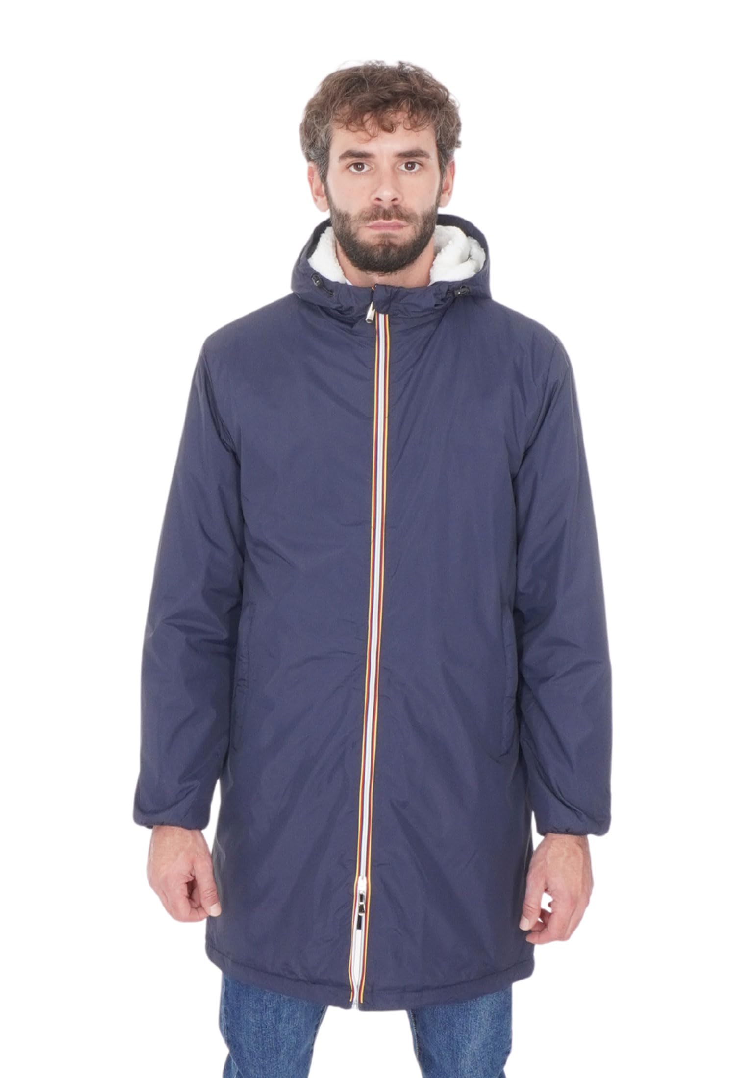 Ciabalù Parka Uomo Invernale con Cappuccio Imbottito con Pelliccia Sintetica Interna Giaccone Lungo Impermeabile Trench Slim Fit