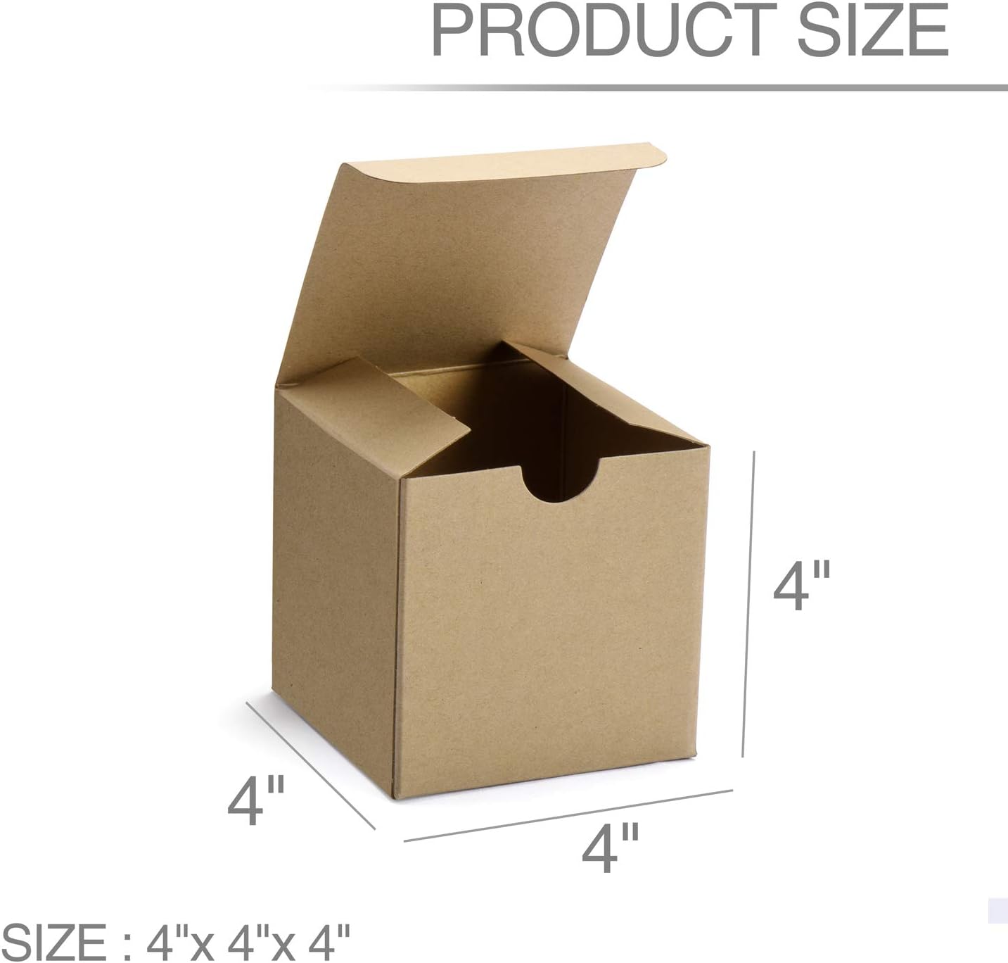 GSSUSA Small Gift Boxes 100-Pack 4x4x4 Brown Gift Boxes with Lids for Gifts, Crafting, Cupcake Boxes, Individual Cupcake Containers, Wedding Party Favor