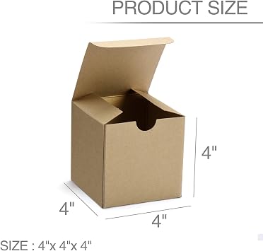 Switory Small Gift Box 50pc, 10x10x10cm Kraft Gift Boxes with Lids, Brown