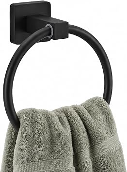Matte Black Towel Ring, 180 Rotatable Stainless Steel Hand Towel Holde