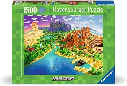 Miniatura 7 de Ravensburger World of Minecraft 17189 - Rompecabezas de 1500 piezas para adultos, cada pieza es única, la tecnología Softclick significa que las