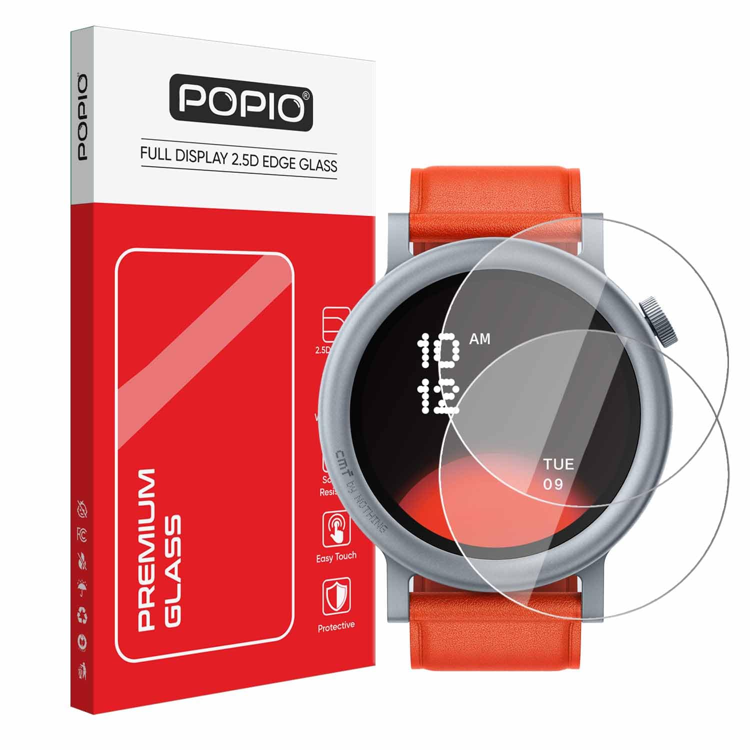 POPIO Military-Grade Gorilla Tempered Glass for CMF by Nothing Watch Pro 2 (Transparent) Edge to Edge Full Screen Coverage, Pack of 2