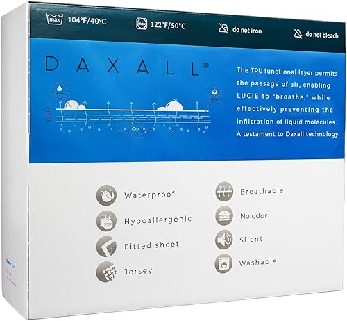 Miniatura 8 de LUCiE Protector de colchón transpirable  Algodón, estilo sábana bajera, impermeable, hipoalergénico, sin ruido, bolsillo profundo para hasta 14