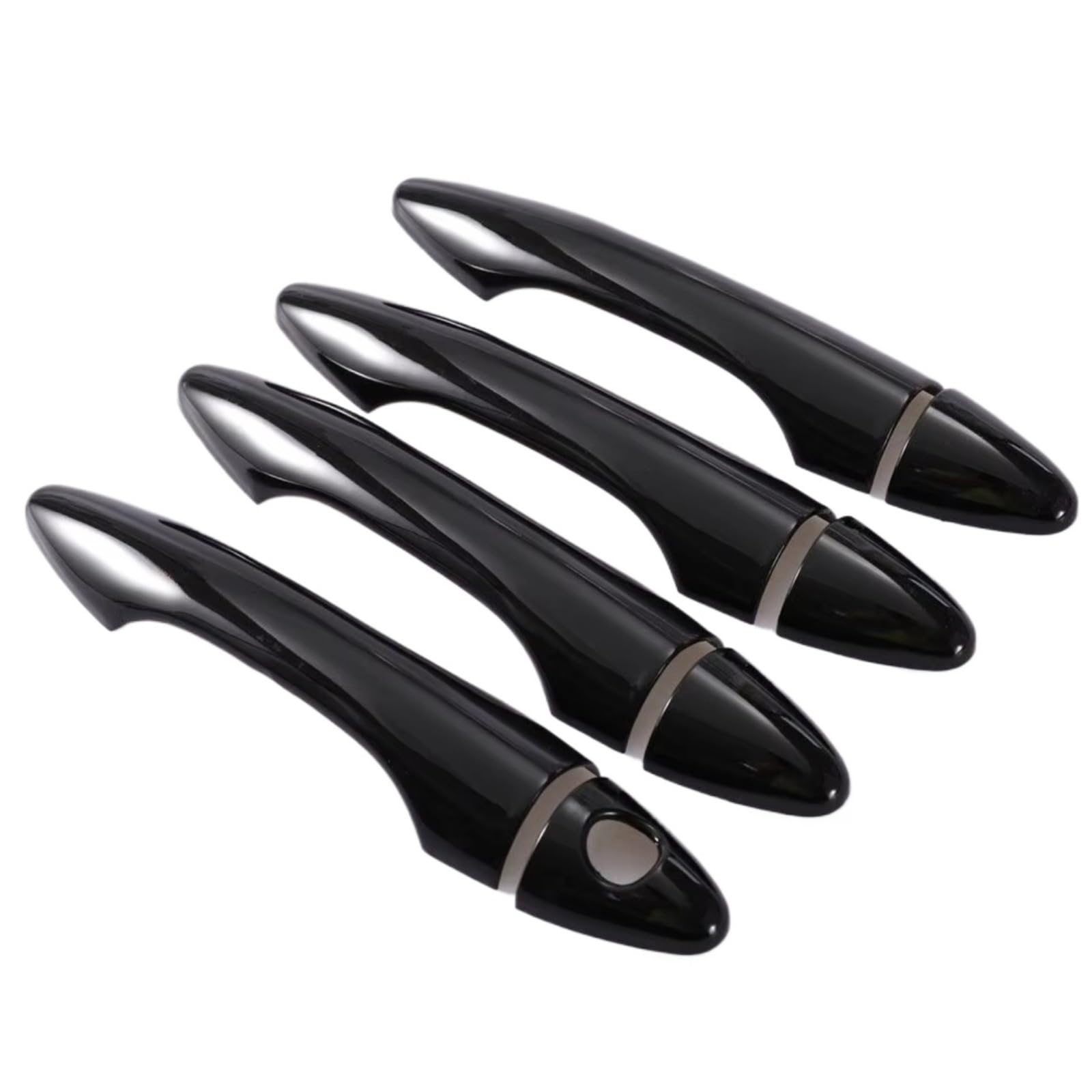 IUKMR for Hyundai for Tucson IX35 2009-2014 Carbon Fiber Gloss Black Chrome Car Door Handle Cover Bowl Sticker Car Outer Door Handle(B- Handle 0 Button)