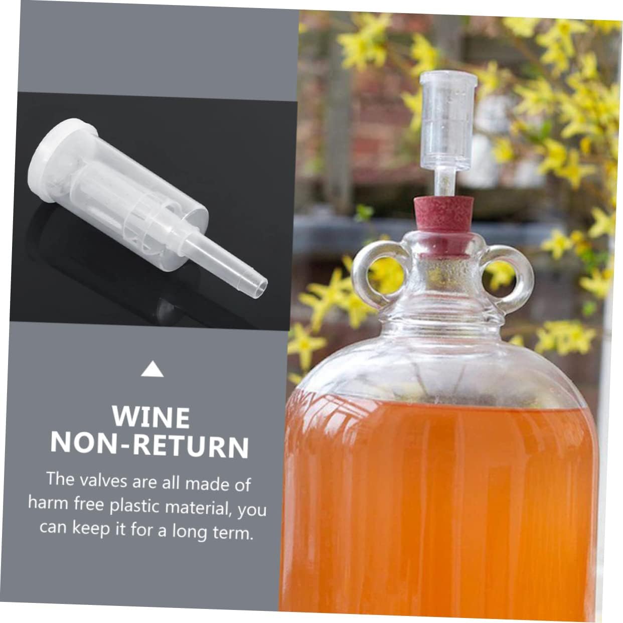3 Piece Non Return Airlocks with Silicone Plugs for Wine Brewing