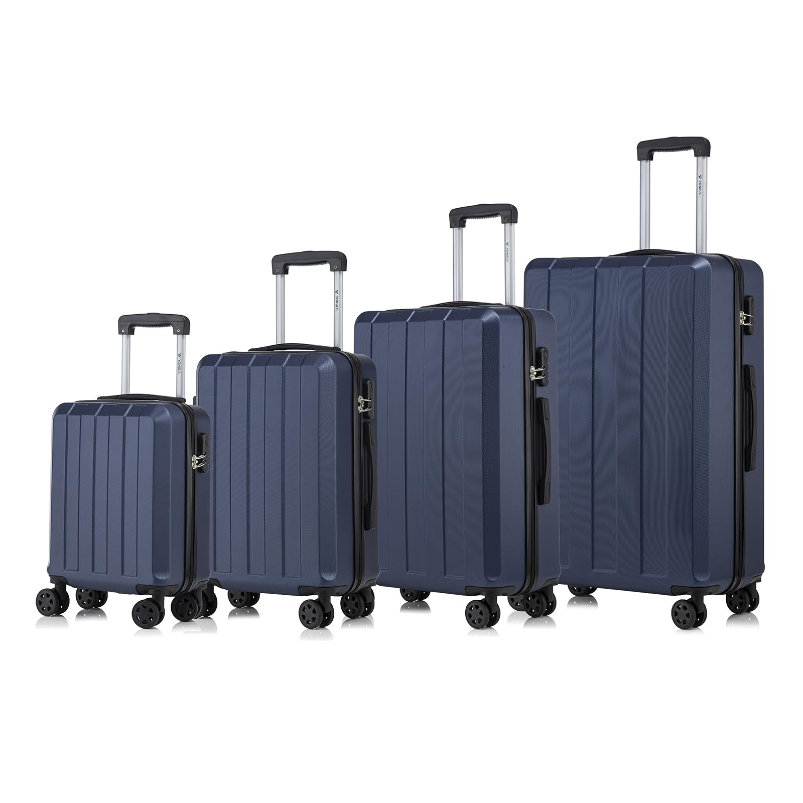 yonsly Koffer Suitcase, Trolley Reisekoffer, Rollkoffer Handgepäck mit 4 Rollen 360°, ABS Hartschalen, Sicherheitsschloss, Weicher Gummigriff, 210D-Futter