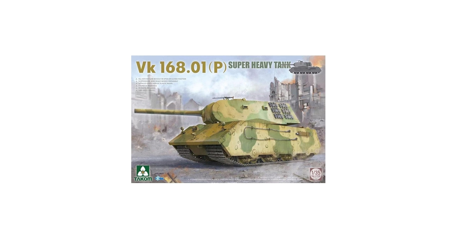 1/35 Vk.168.01(P) 超重戦車 TKO2158 プラモデル タコム Amazon.com: Takom Sprue Brothers 1:35 Vk168.01(P) Super