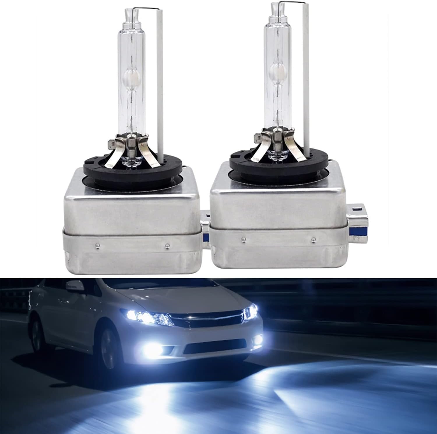 D1S D1R HID Bulbs 35W Super Bright Factory Xenon Headlight Bulb 66140 Direct Plug-N-Play Replacement, 6000K Cool White, Pack of 2