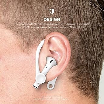 elago Ear Hooks Designed for AirPods Pro & 3, 2, 1, Anti-Slip Earbud Accessories, Comfortable Fit, Ergonomic Design, Durable TPU Construction, Perfect for Exercising [White]
