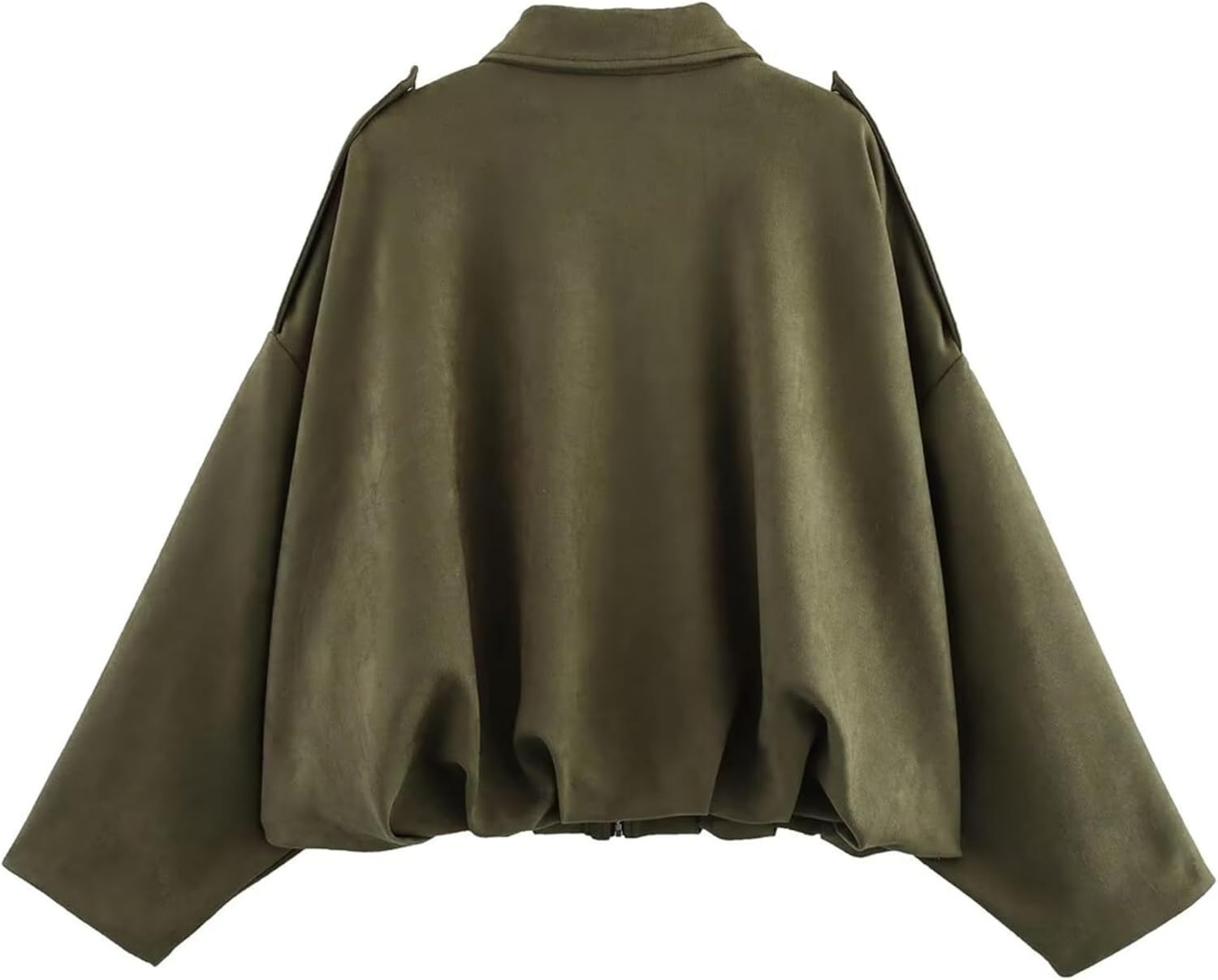 Women's Cropped Suede Bomber Jacket Long Sleeve Zipper Y2k Pilot Outerwear - Image 4