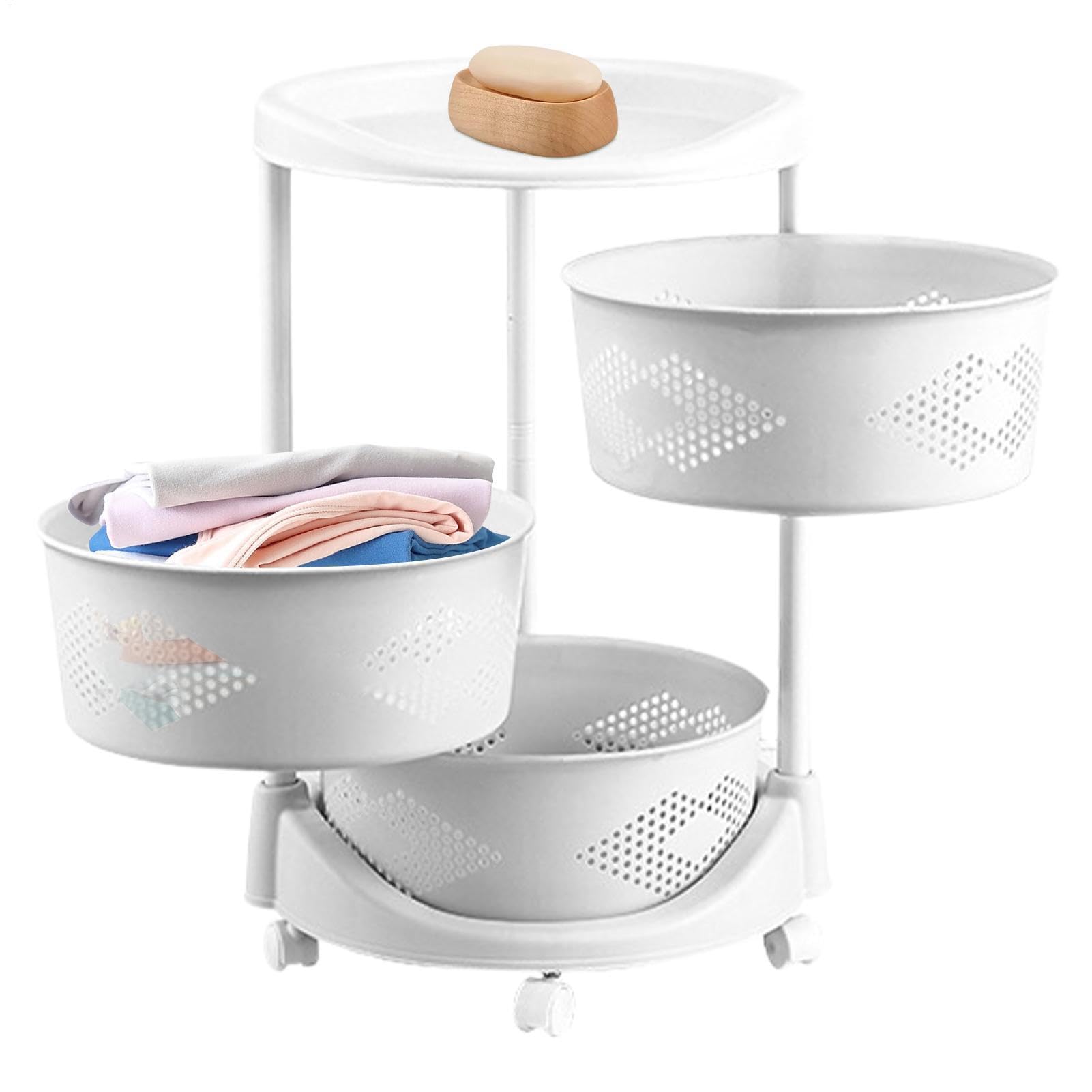 Estantería giratoria de Almacenamiento – 360 estantes giratorios de | Almacenamiento | Estantería organizadora Rolling Storage Cart, Multicapa – Estantería de Almacenamiento de Alimentos práctica