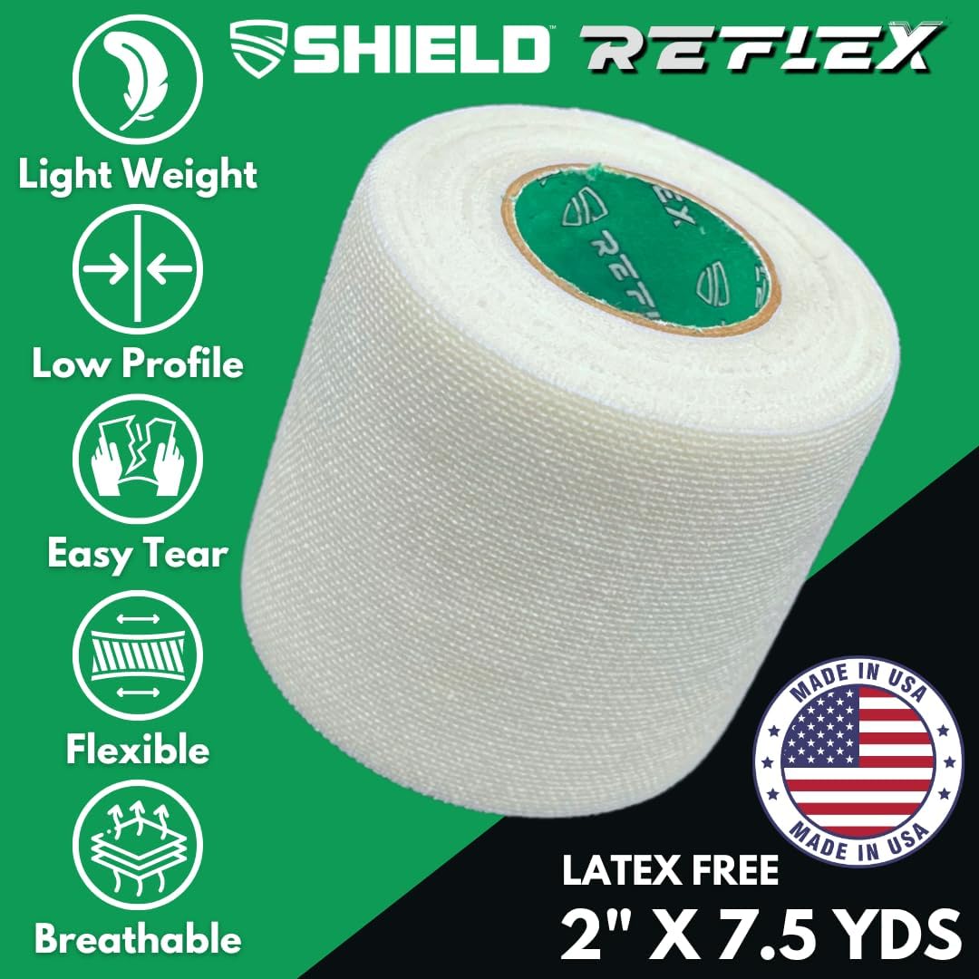 Shield Cleat Spatting Tape | Stretch Athletic Tape, Ankle Tape, Tear by Hand, Made in USA, Thin, Flexible, Elastic Sports, Spatting, Football, 6 Pack