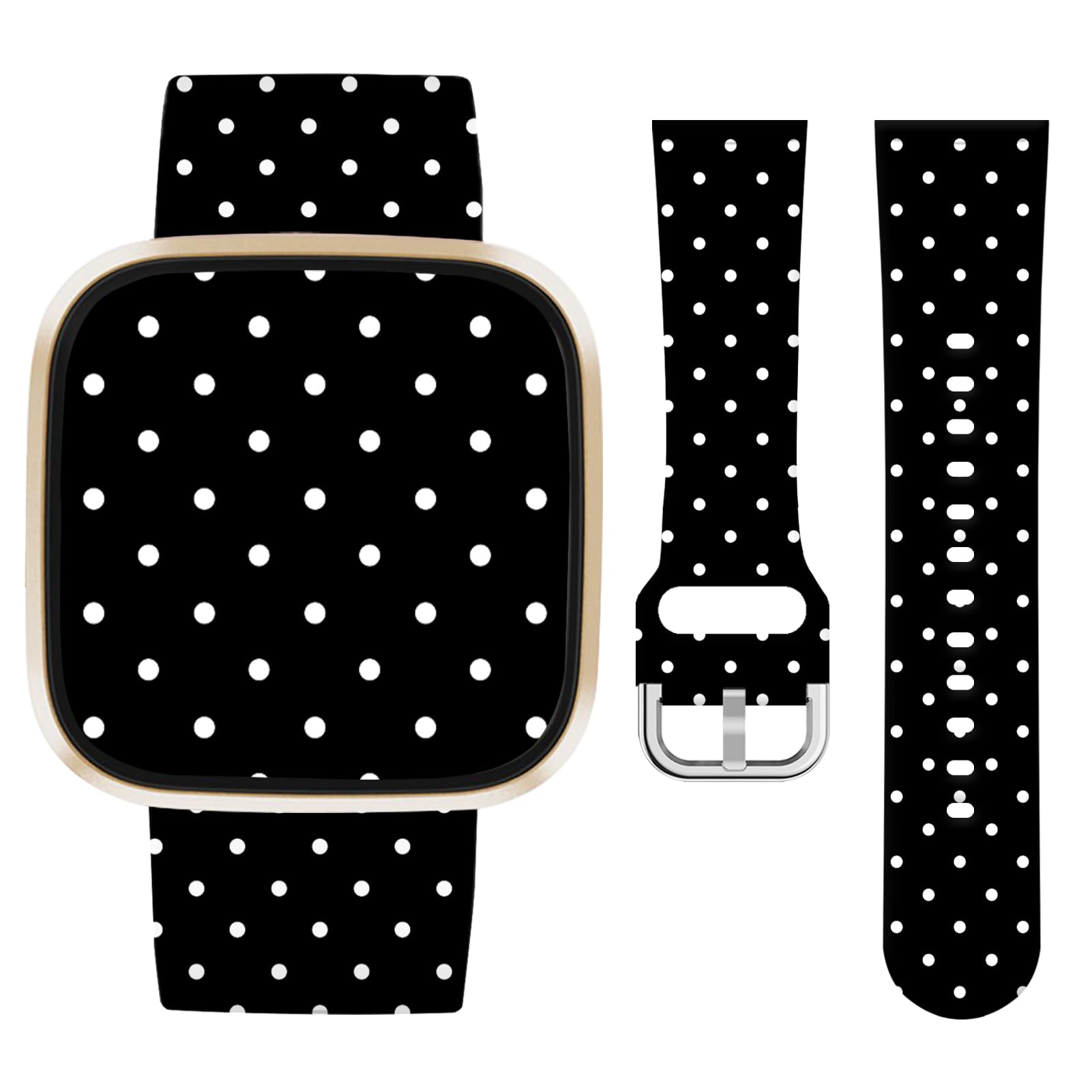 Vozehui Cute Polka Dot Strap Silicone Strap Compatible with Fitbit Versa 4 3/Sense/Sense 2,Soft Silicone Cute Replacement Straps for Women Men