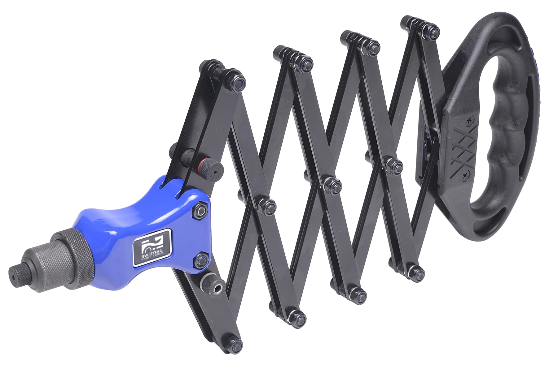 SW-Stahl 42900L Scherennietzange für 2,4-6,4 mm - Blindnietzange | Profi Hebelnietzange mit 5 Mundstücken für Aluminium, Stahl & Edelstahl - Robustes Nietwerkzeug für Blindnieten