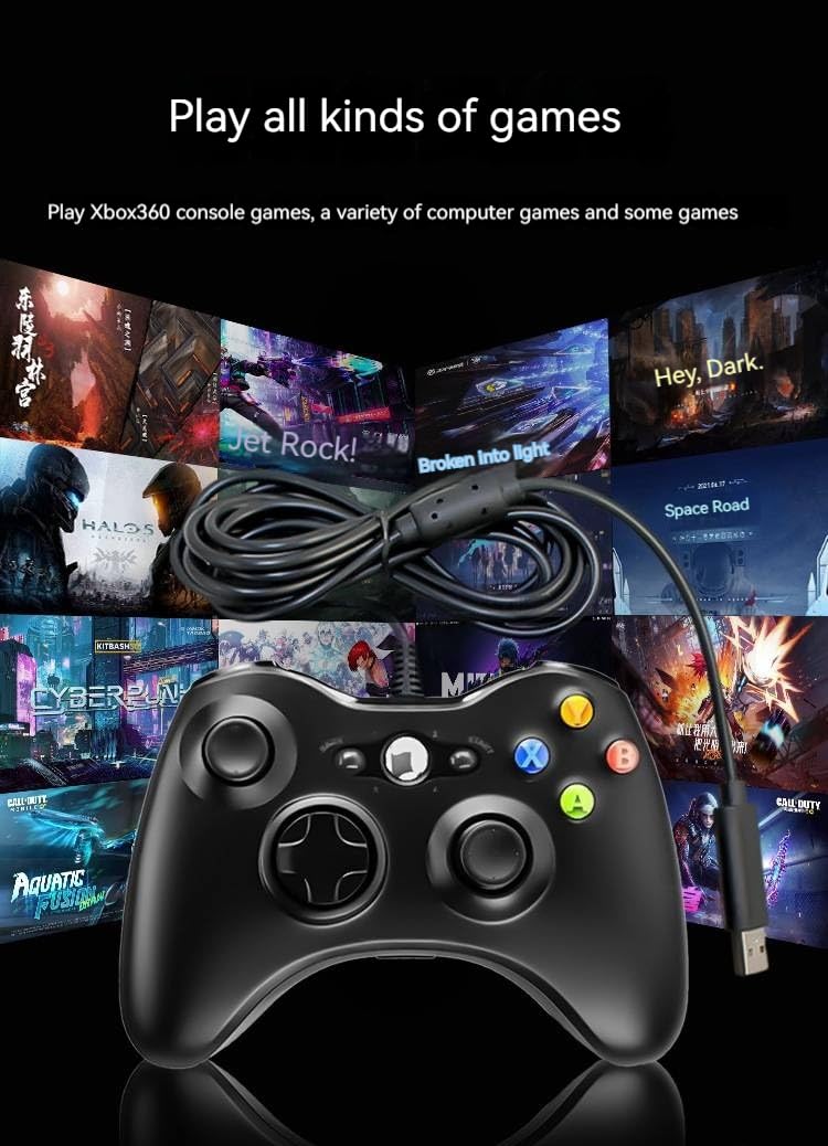Wireless 2.4G Game Controller for Xbox 360, PC, PS3, Android, Xbox One, Arcade(Black)