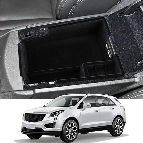 yboueo Organizador de consola central con bandeja de almacenamiento para reposabrazos compatible con accesorios Cadillac XT5 2023 2022 2021 2020,