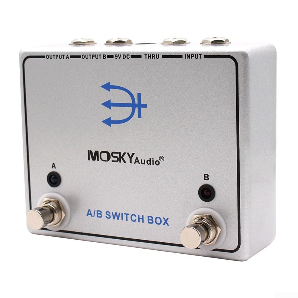 AB Switch Box gitarowy efektów sygnałowych router do dwóch ścieżek wzmacniacza metalowa obudowa 90 x 120 mm