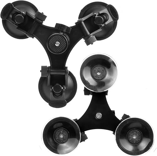 Miniatura 5 de Soporte de cámara para coche – Soporte de succión para cámara – Soporte de triple ventosa con cabeza roscada de 1/4 cabeza de bola de trípode de 360