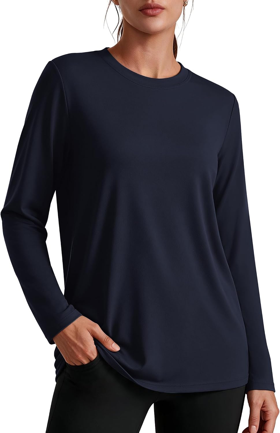 PINSPARK Workout Tops for Women Long Sleeve UPF 50+ Hiking Shirts Loose Fit