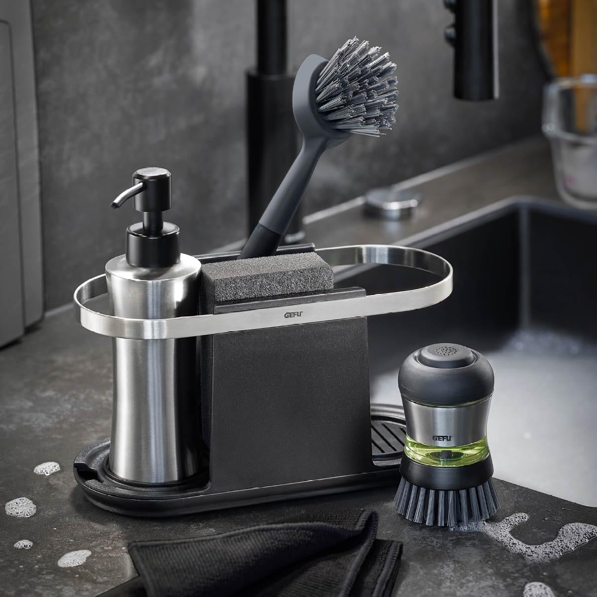 GEFU Smartline lavabo düzenleyici, siyah, 50,4 x 3,6 x 3,5 cm