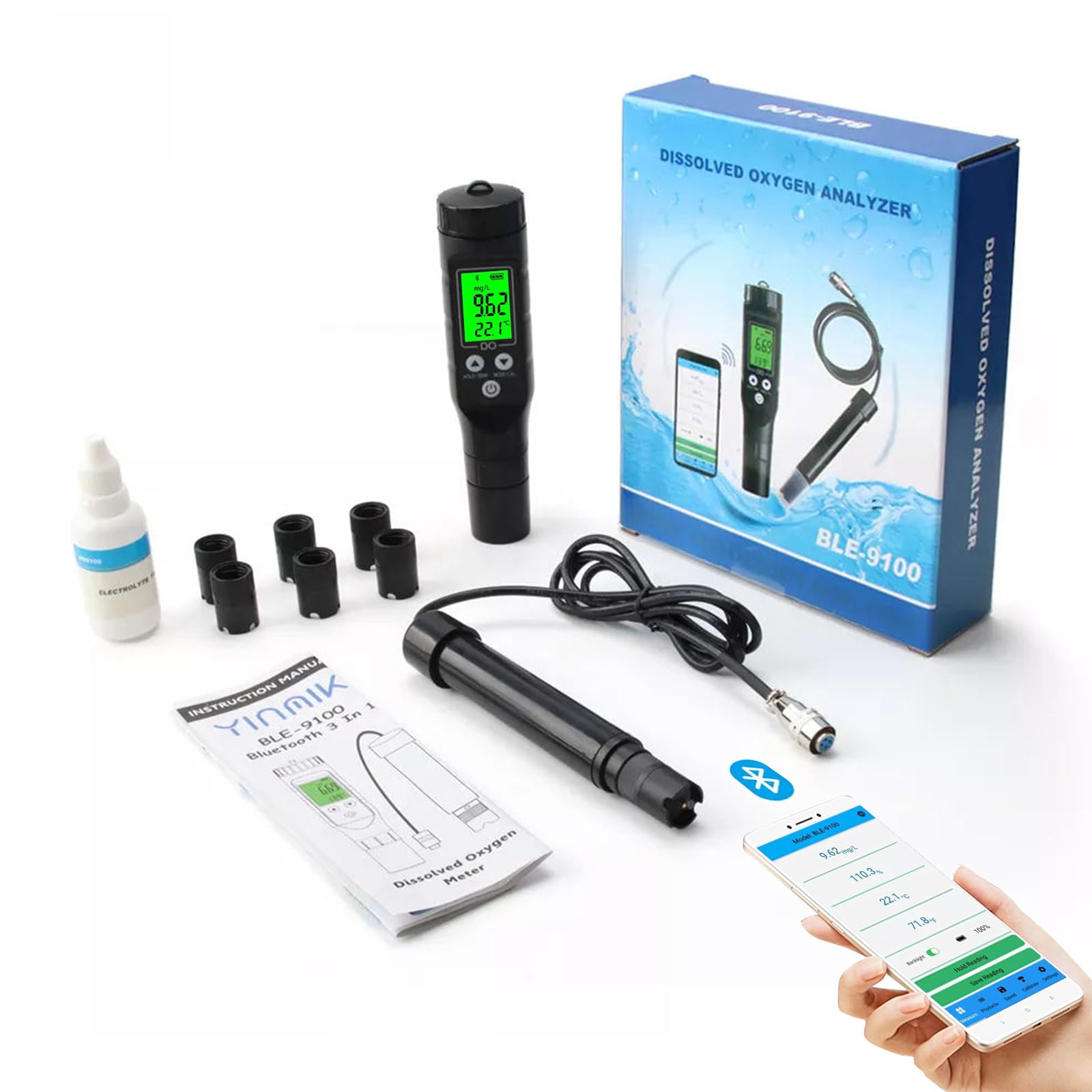Testeur Numérique D'oxygène Dissous GIDIGI - Sonde 3 M, ATC, Pour Aquarium, Bassin, Laboratoire - 9