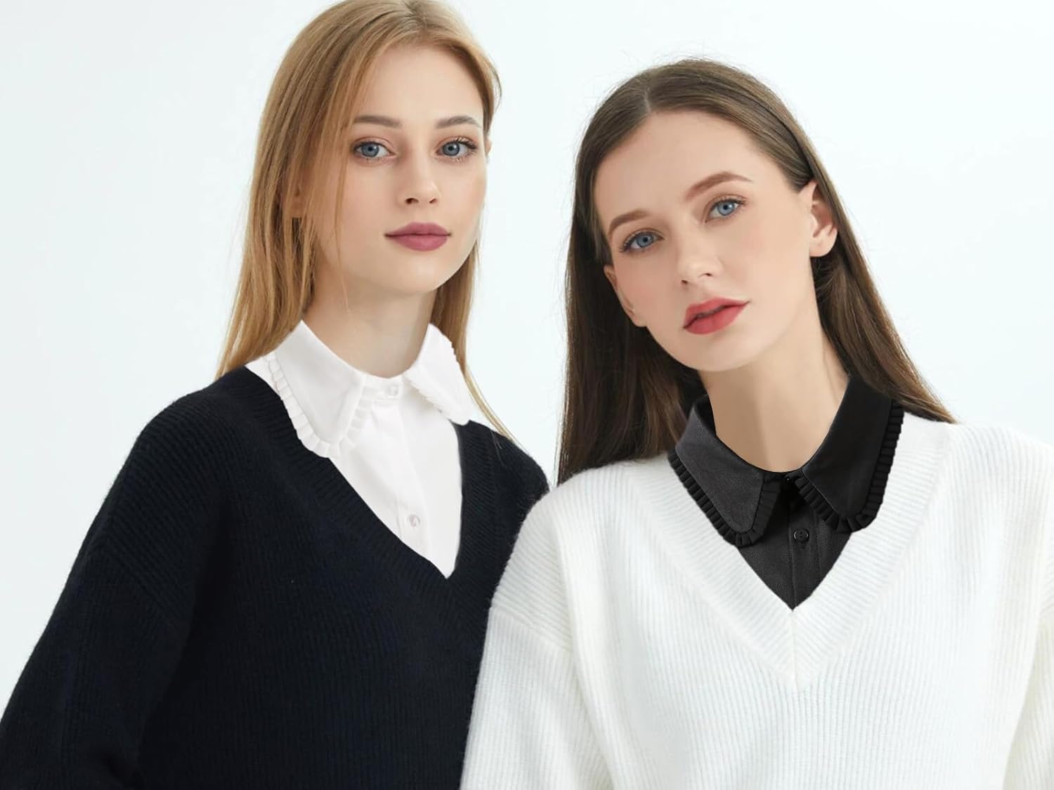 Shinywear Fake Collar Detachable Dickey Blouse for Women Dickies Half Shirts, Ruffled Faux False Collar Inserts - Image 6