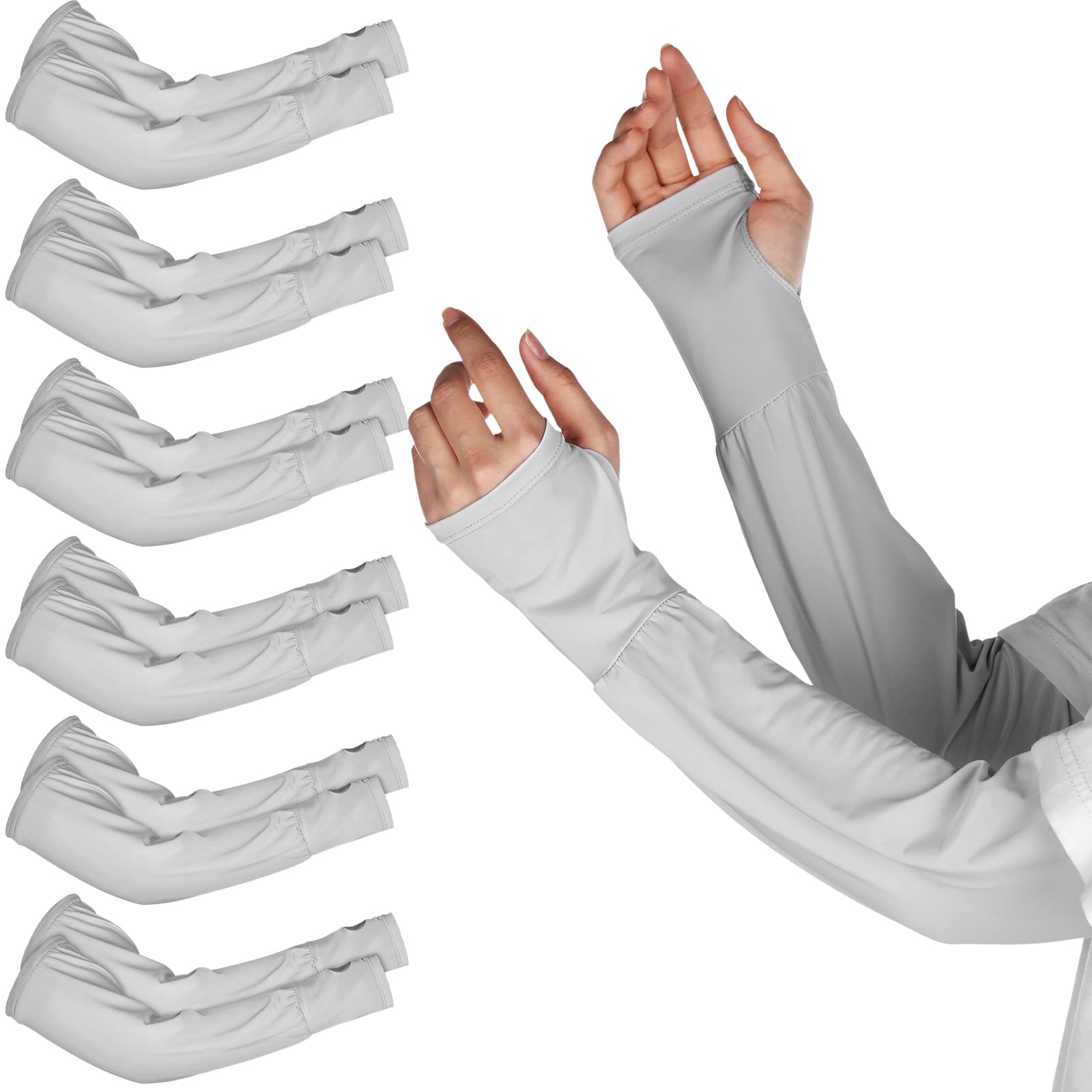 Wesiti 6 Pairs UV Sun Protection Cooling Arm Sleeves for Men Women Summer Long Arm Cover for Outdoor Sports Cycling Golf Football Baseball Fishing Driving