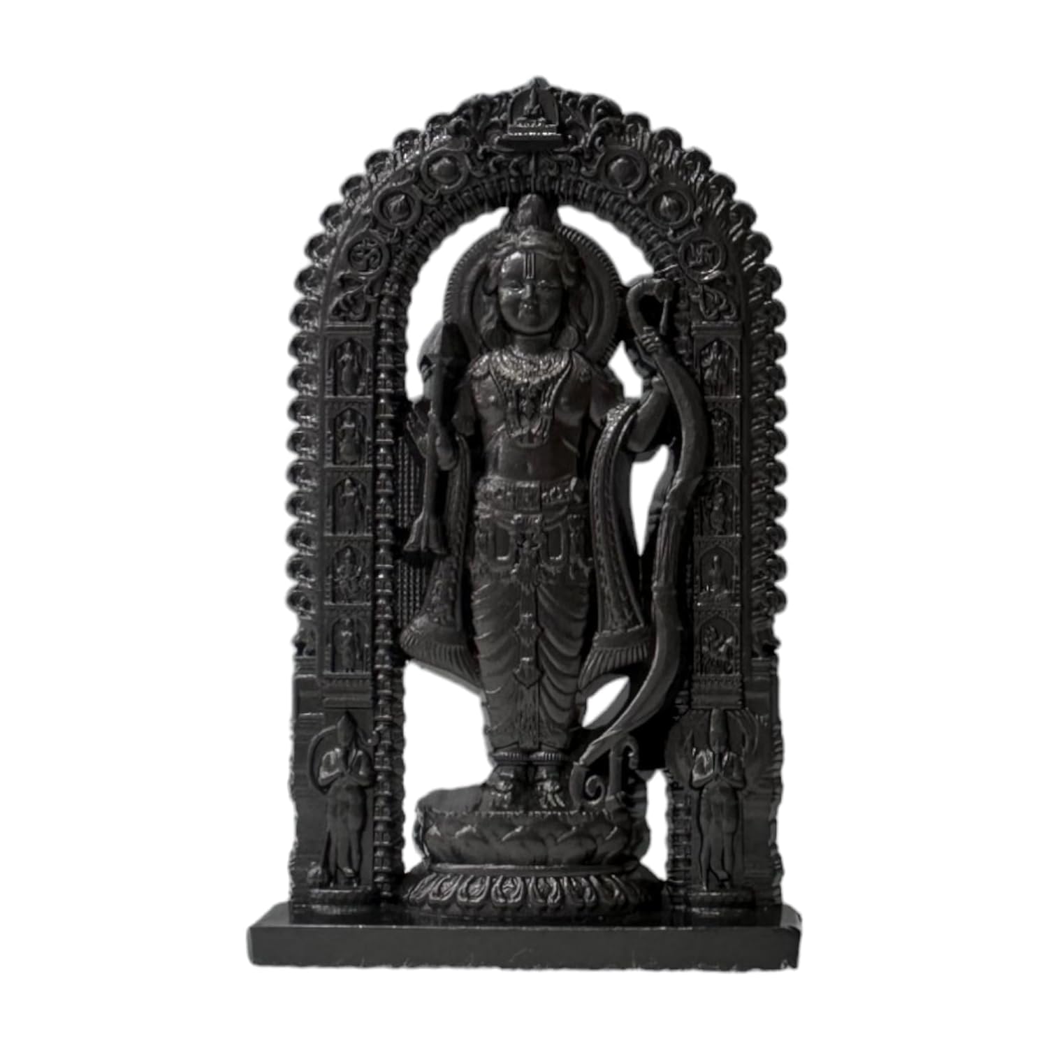 Metal Ram Lalla Ayodhya Idol Statue for Car Dashboard Mandir Pooja Murti Temple Puja Office Table Showpiece PBS-CD-10BL