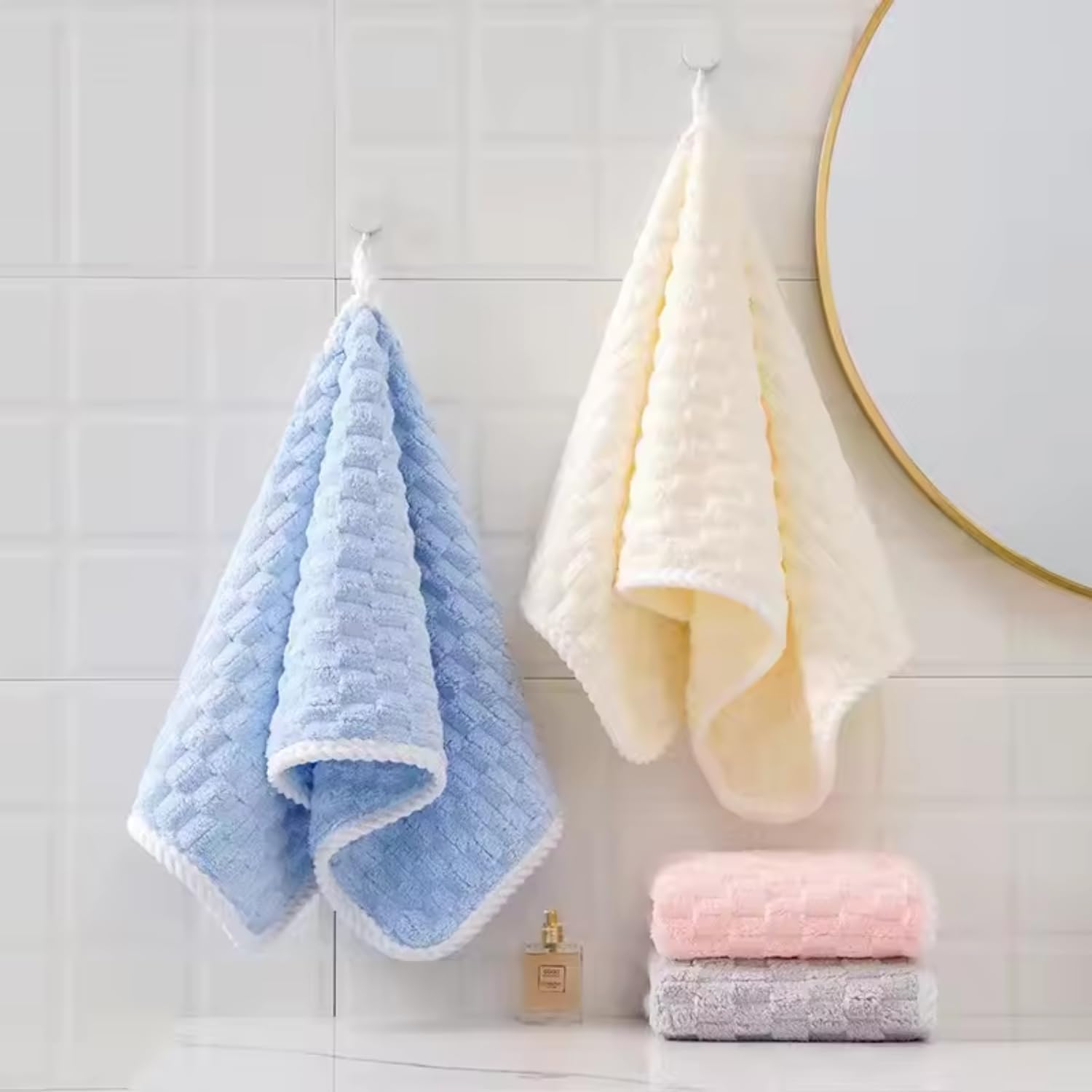 Linear Microfiber Hand Towels/Small Size Towel/Face Towel/Towel for Men, Women & Babies/Ultra Soft, Absorbent & Quick Dry Towels for Gym, Travel 300 GSM (Grey) 4