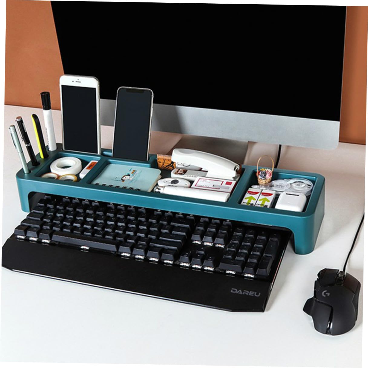 ULTECHNOVO Supporto per Tastiera in Abs Scaffale per Computer Semplice Mensola di Supporto per Tastiera Domestica Organizza Appunti Articoli Telefono Penne