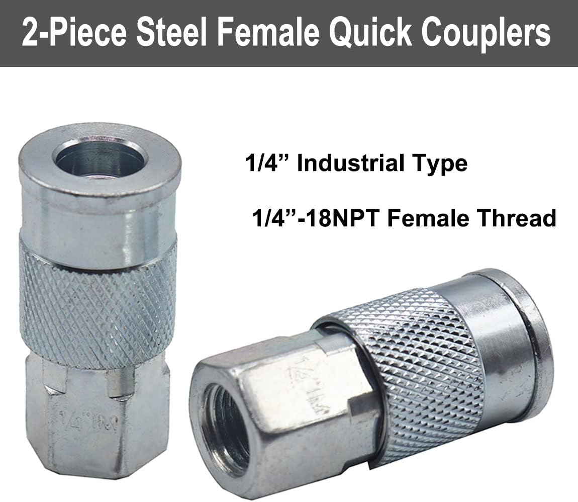 YOTOO 19 Pieces Air Hose Fittings, 1/4 NPT Industrial Air Coupler & Plug Kit