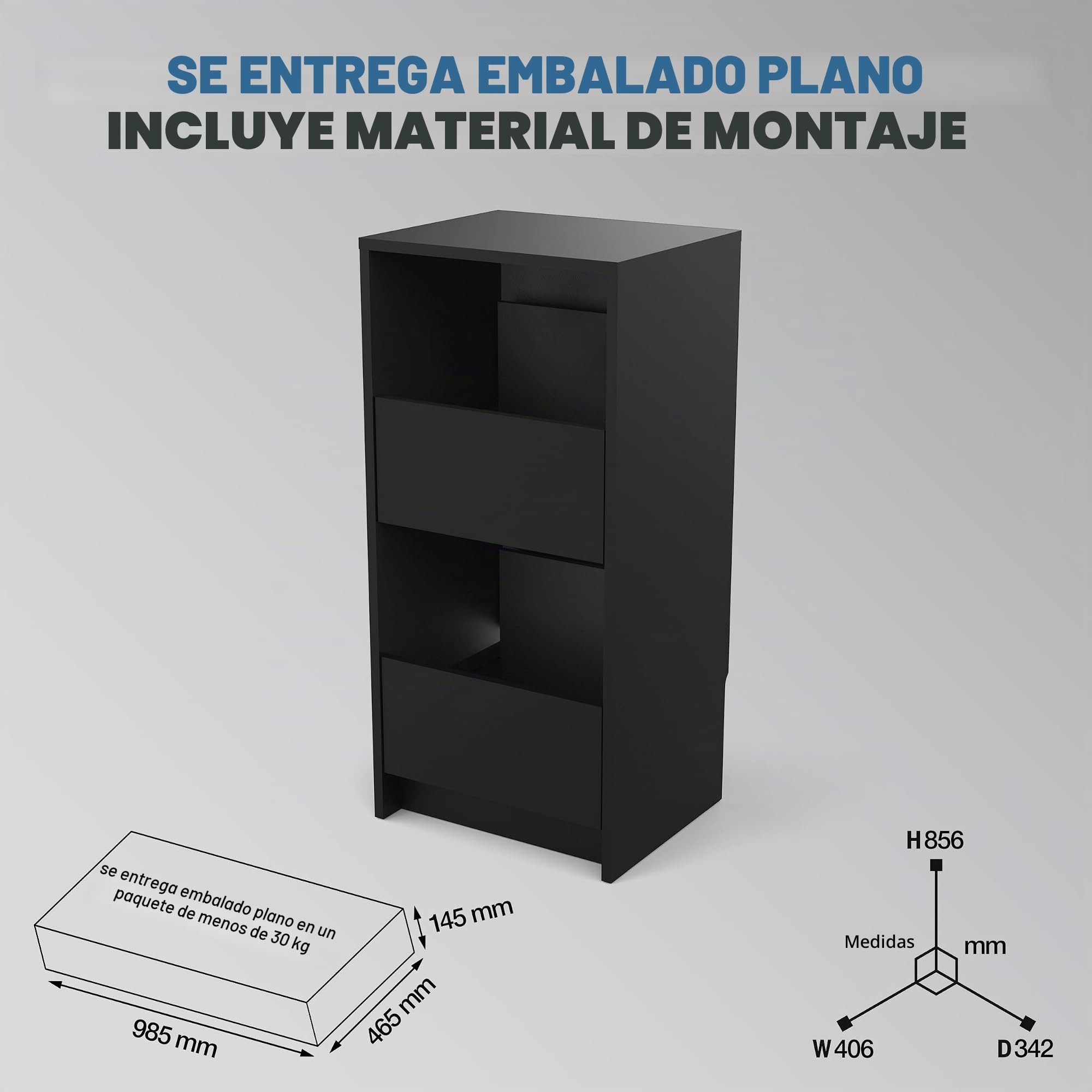 Glorious Vinyl Vault - Armario para Discos de Vinilo con cajones de Cierre Suave para LPs de 12 Pulgadas, Capacidad para 160 álbumes, diseño Modular, Color Negro